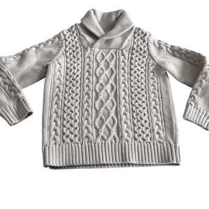 Gap Boys Ecru Nuetral Cable-Knit Collared Sweater size 5